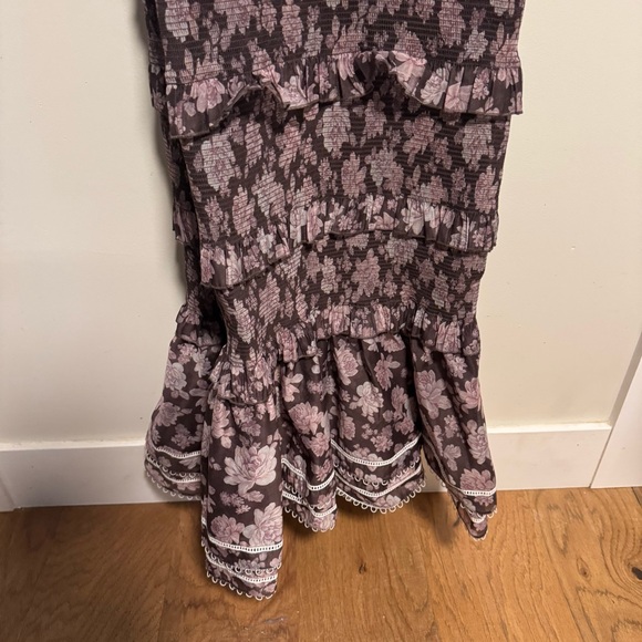 V. Chapman Smocked Geranium Dress in Chocolate Peony Print - Picture 7 of 11